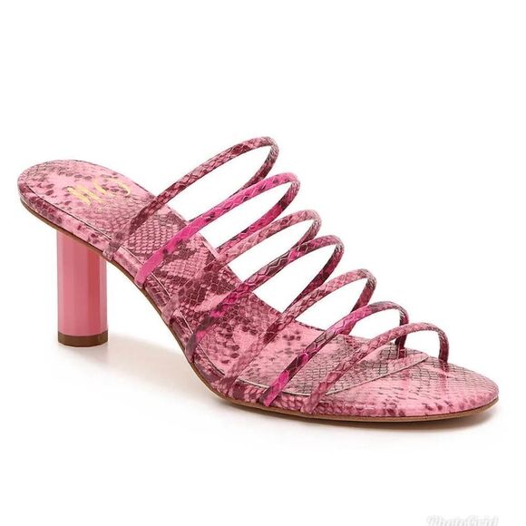 Revolve JLo Jennifer Lopez Radinka Pink Purple Snake Print Strappy Mule Sandal - Picture 1 of 6
